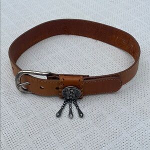 Brown Italian Leather Belt with Silver Accents